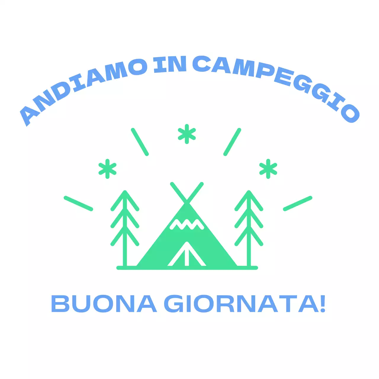 Campeggio luminoso e allegro con illustrazioni del campeggio
