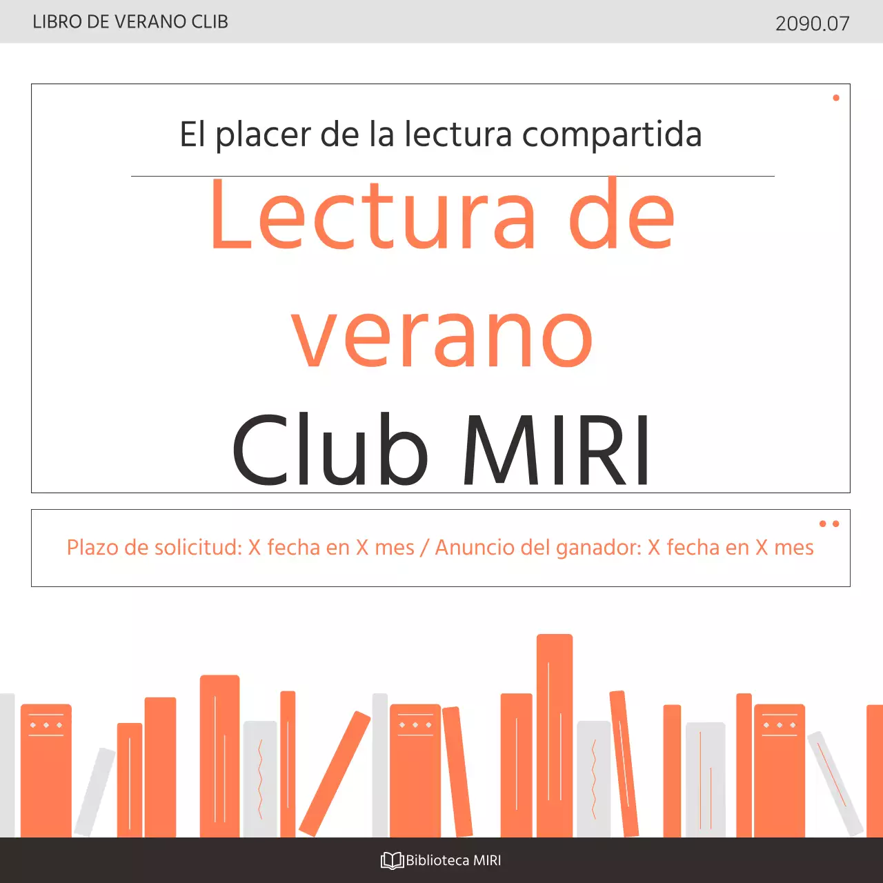 Promover un programa de divulgación del club de lectura de la biblioteca en naranja y blanco kitsch.