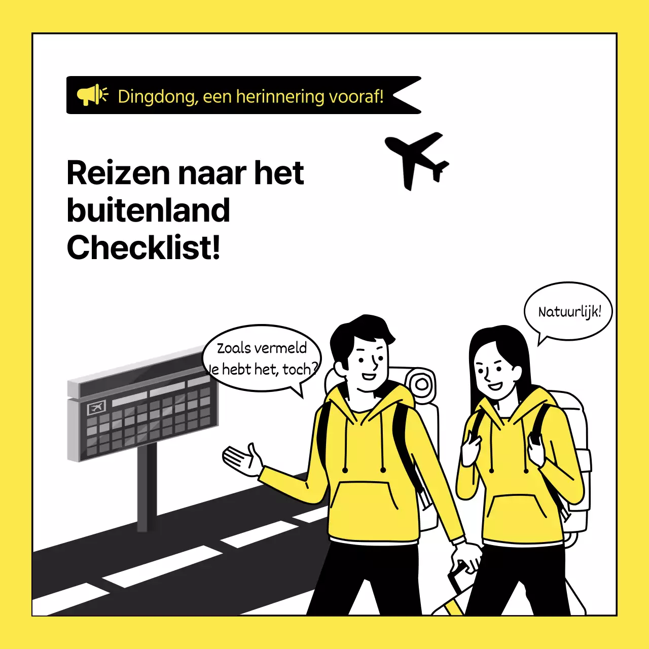 Over de eenvoudige geel-zwarte internationale paklijst