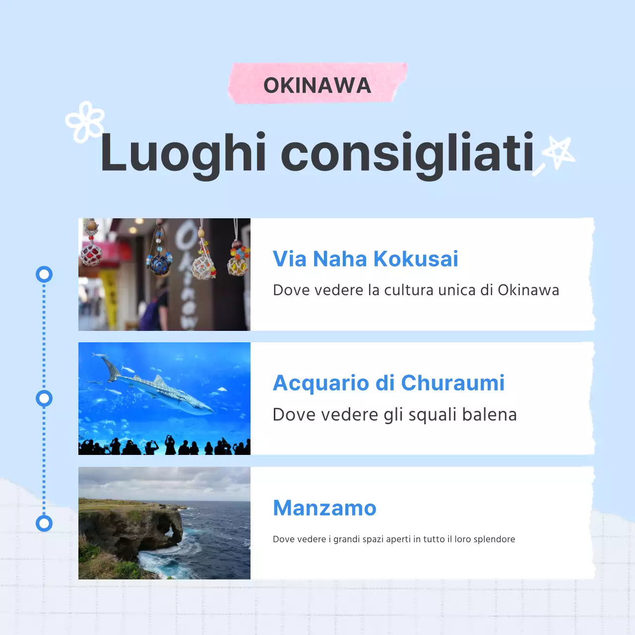 Un semplice annuncio di destinazione estiva all'estero in azzurro e rosa