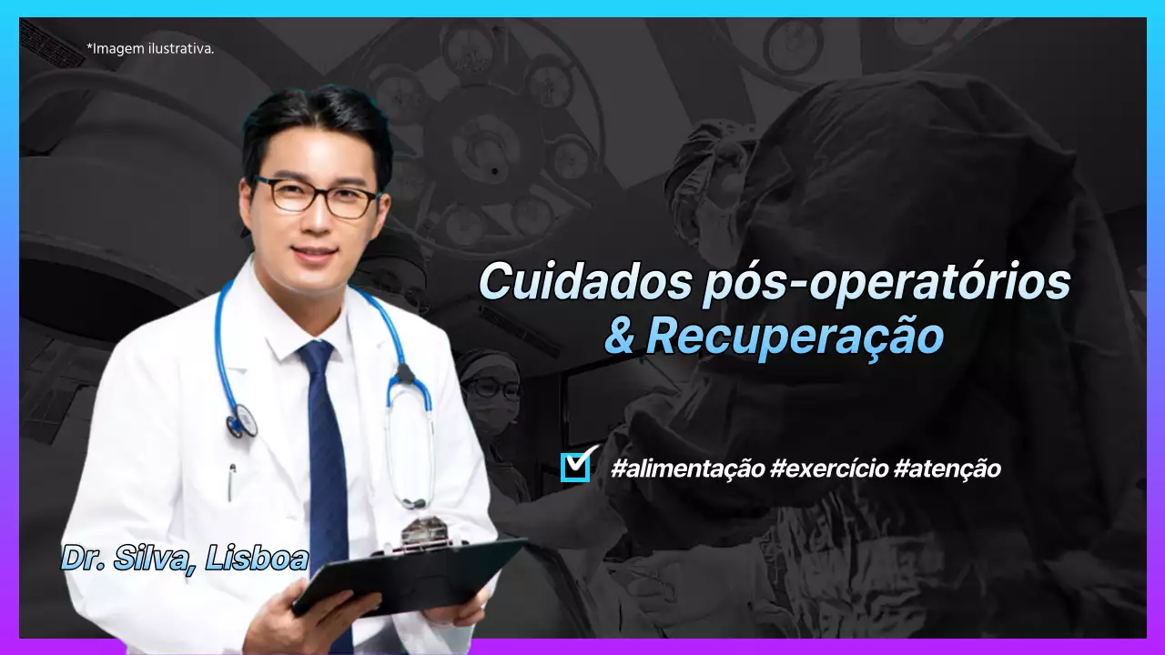 Informações médicas hospitalares simples em azul e roxo