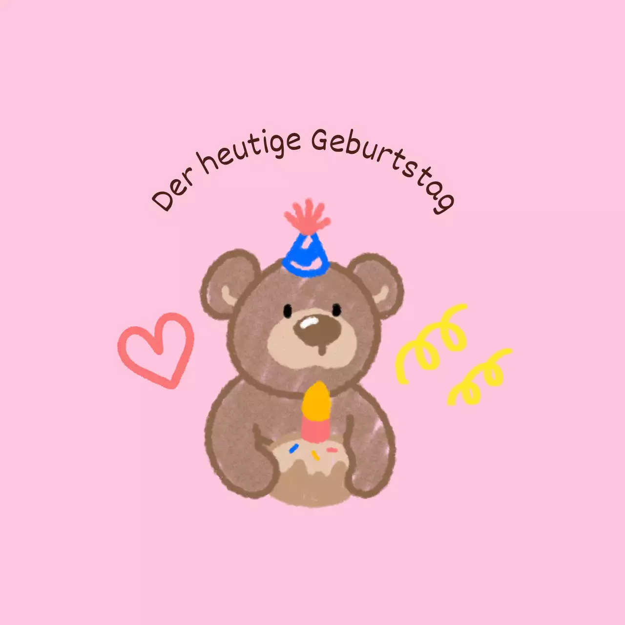 Herzlichen Glückwunsch zum Geburtstag mit niedlichen Figuren im Doodle-Look