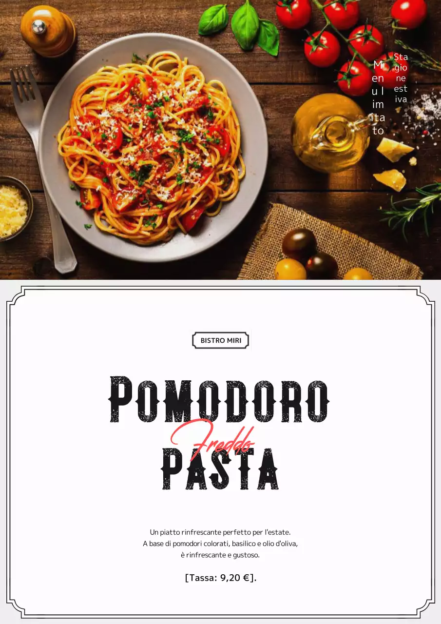 Promuovere un moderno menu estivo in bianco e nero
