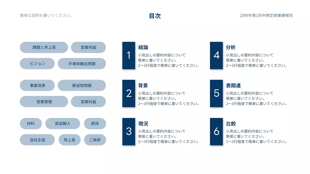 青 シンプル ビジネス 報告書 プレゼンテーション
