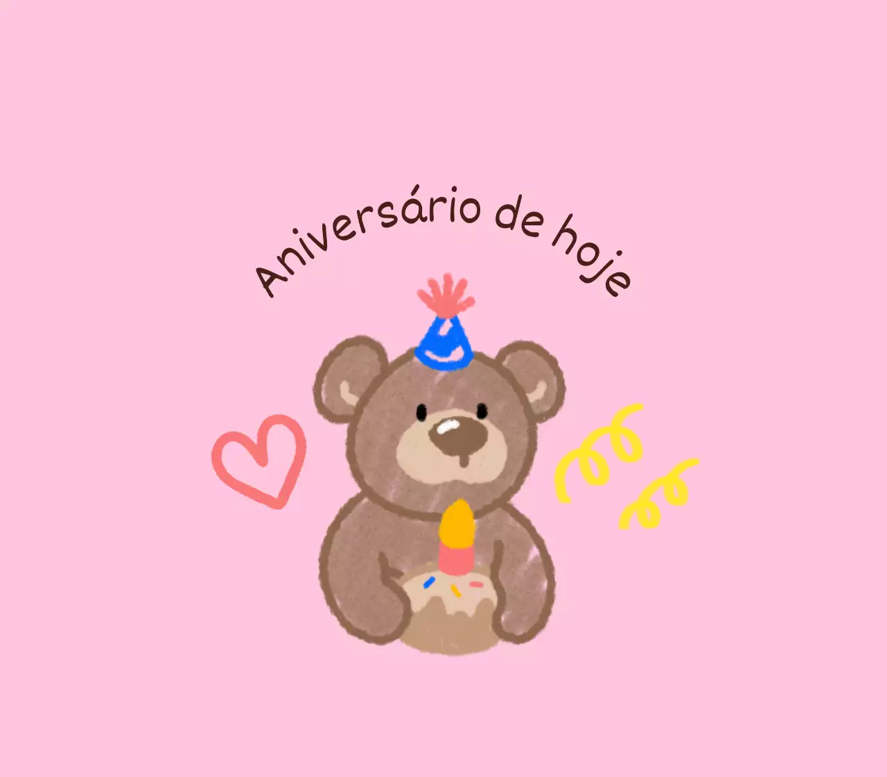 Feliz aniversário com personagens giras com um toque de rabisco