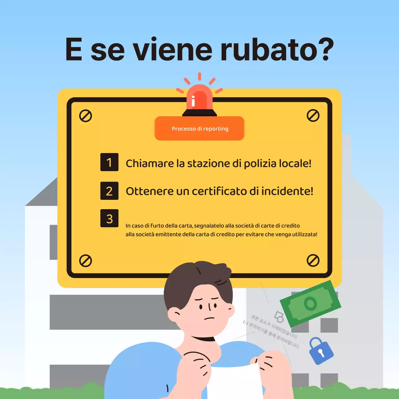 Consigli di sicurezza per le vacanze evidenziati in marrone e giallo