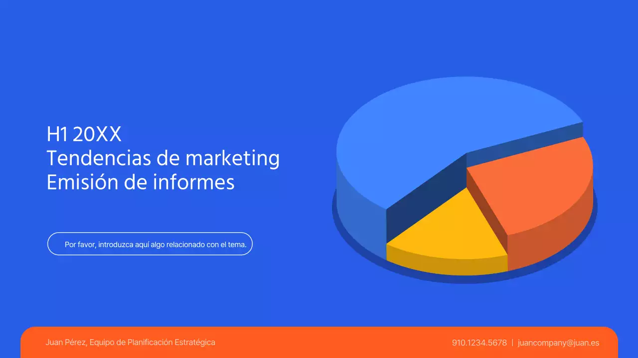 Tendencias de marketing simples en azul y naranja Documento temático