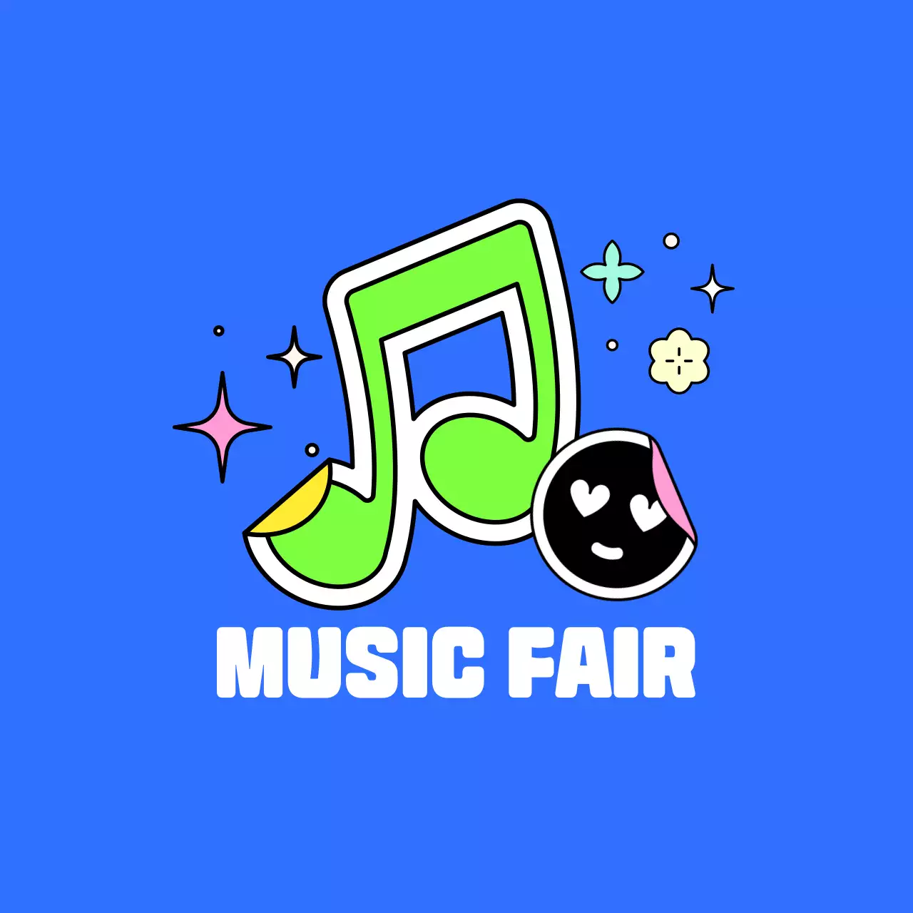 Colorful music festival concept event merchandise