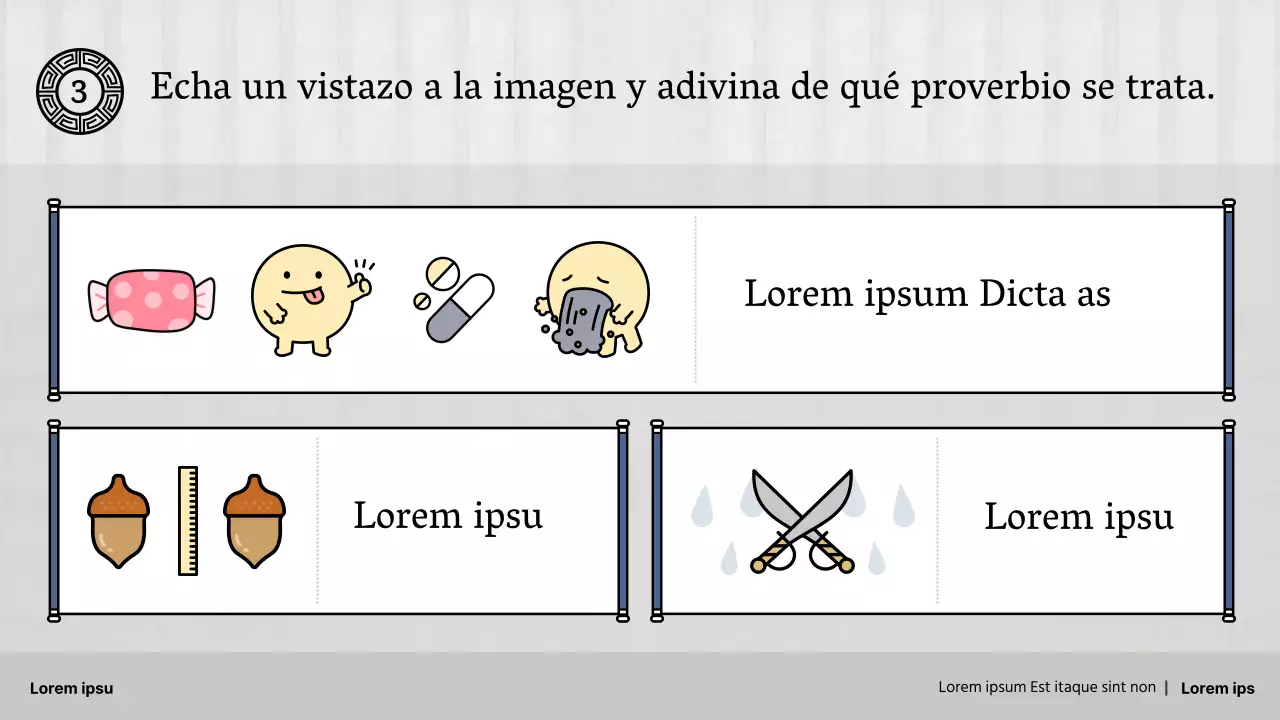 Proverbios tradicionales de la escuela primaria en gris y azul marino Recursos didácticos