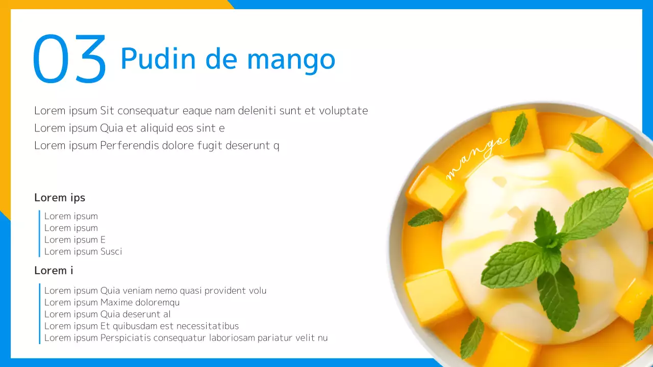 Una refrescante receta de postre veraniego en amarillo y azul claro