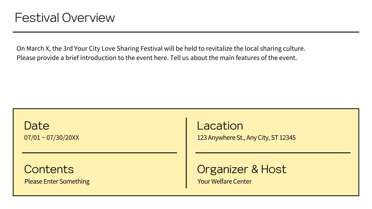 Proposal to sponsor a local festival in yellow
