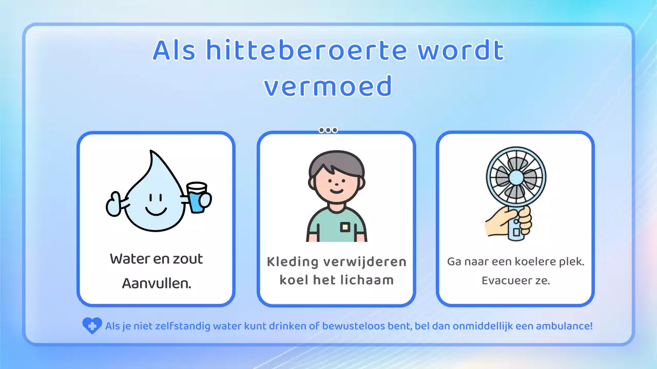 Pastelkleurige, brutale informatiebladen over hitteberoerte!