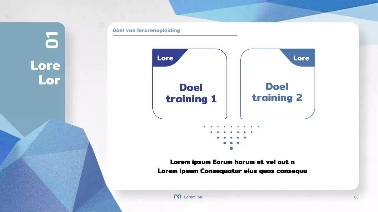 Presentatie eenvoudige lerarenopleiding in wit en blauw