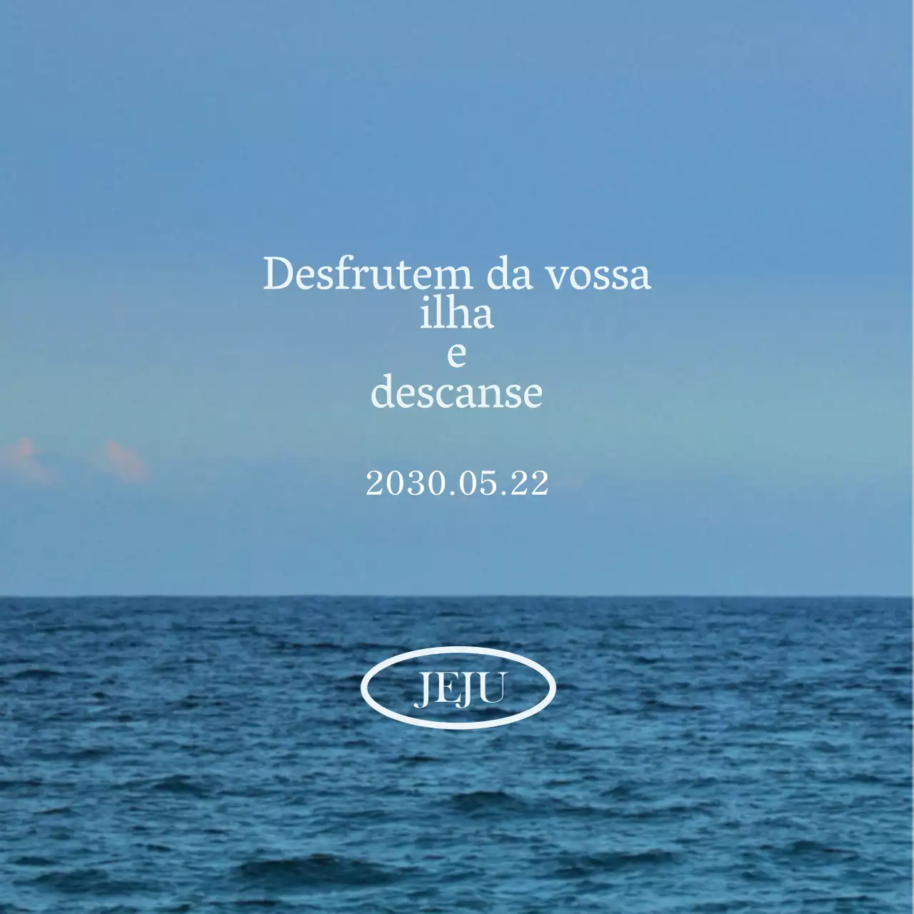 Conceber um produto turístico de texto emotivo com uma fotografia do oceano calma e emotiva como pano de fundo