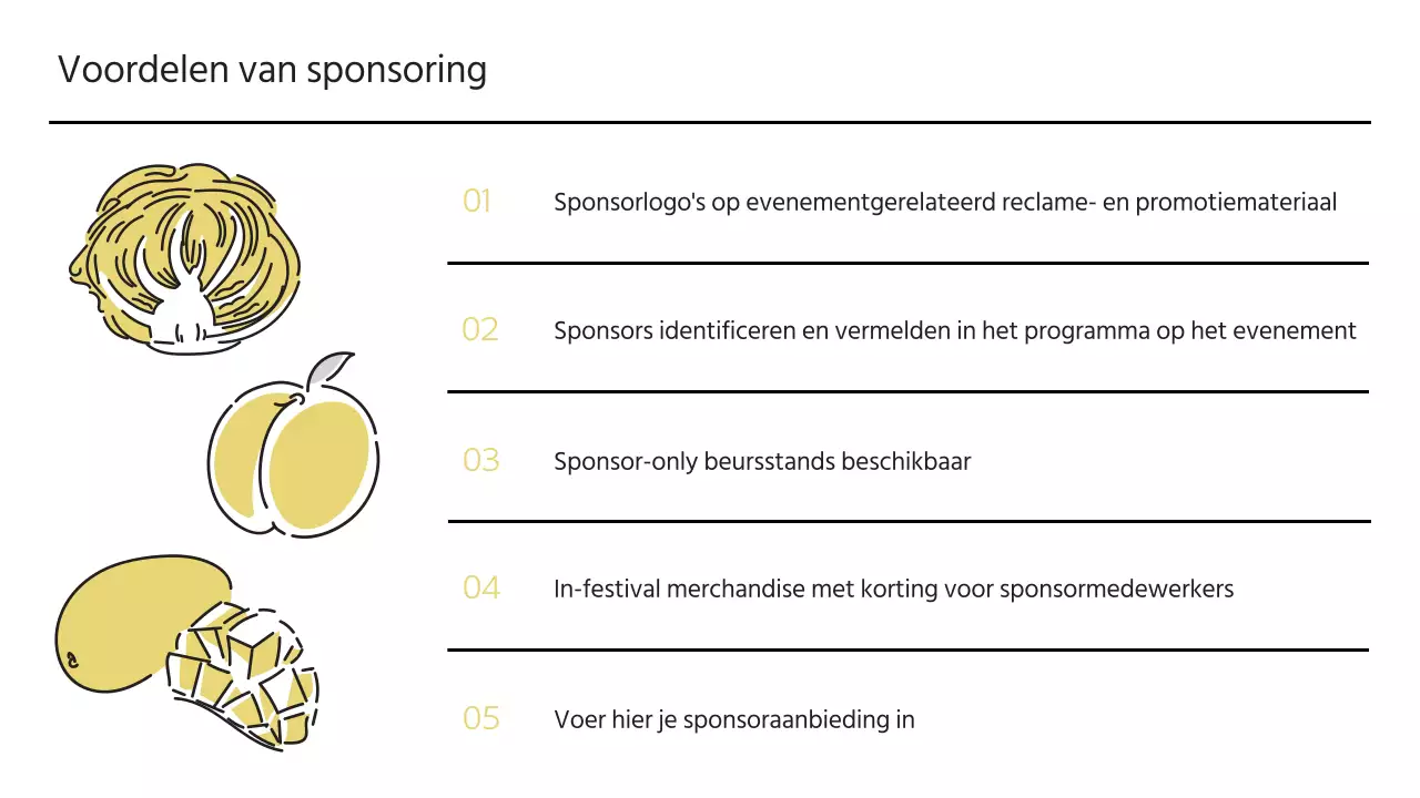 Voorstel voor sponsoring van een plaatselijk festival in geel