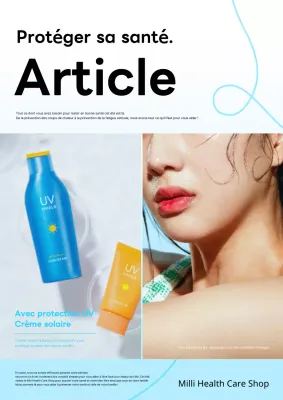 Flyer simple de promotion de produits en été en bleu clair et blanc