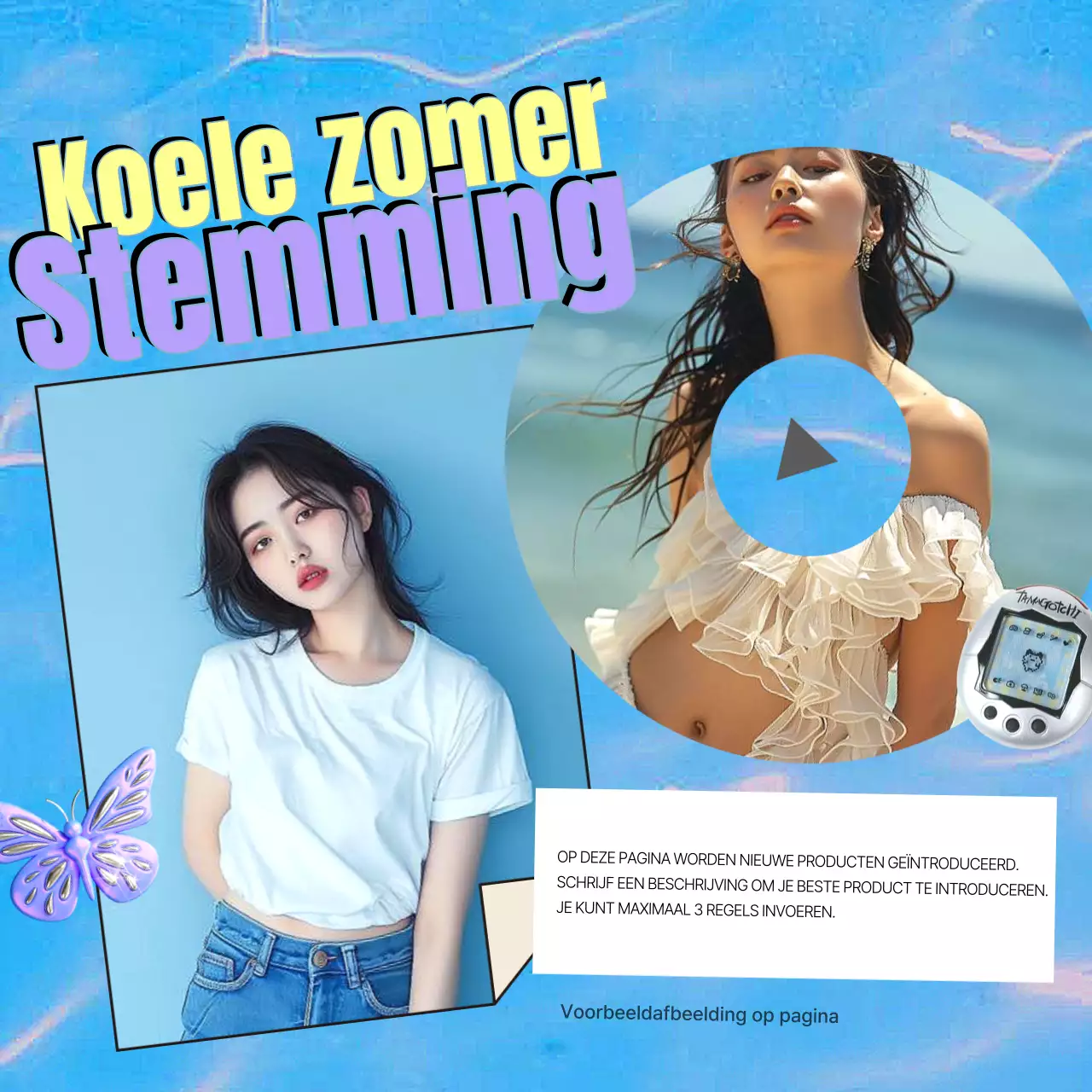 Kitscherige Y2K-gemerkte palen in lichtblauw