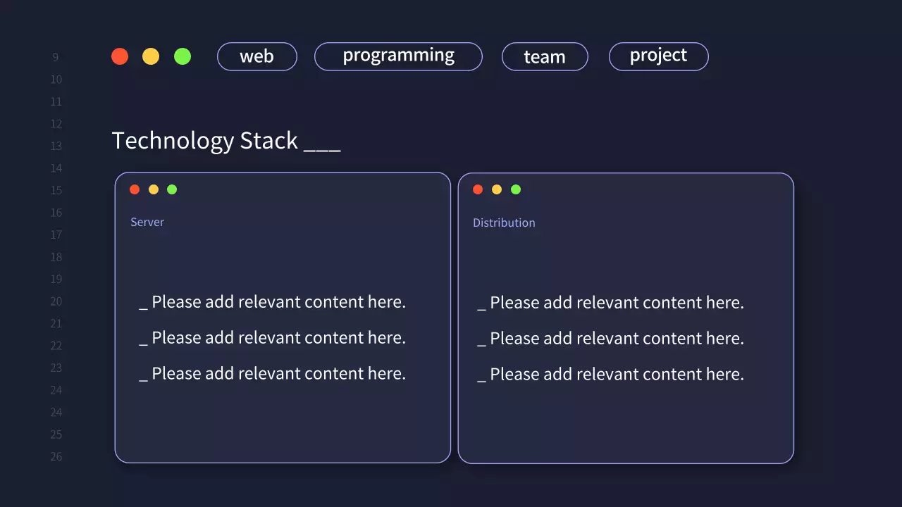 A simple development team project proposal in navy blue