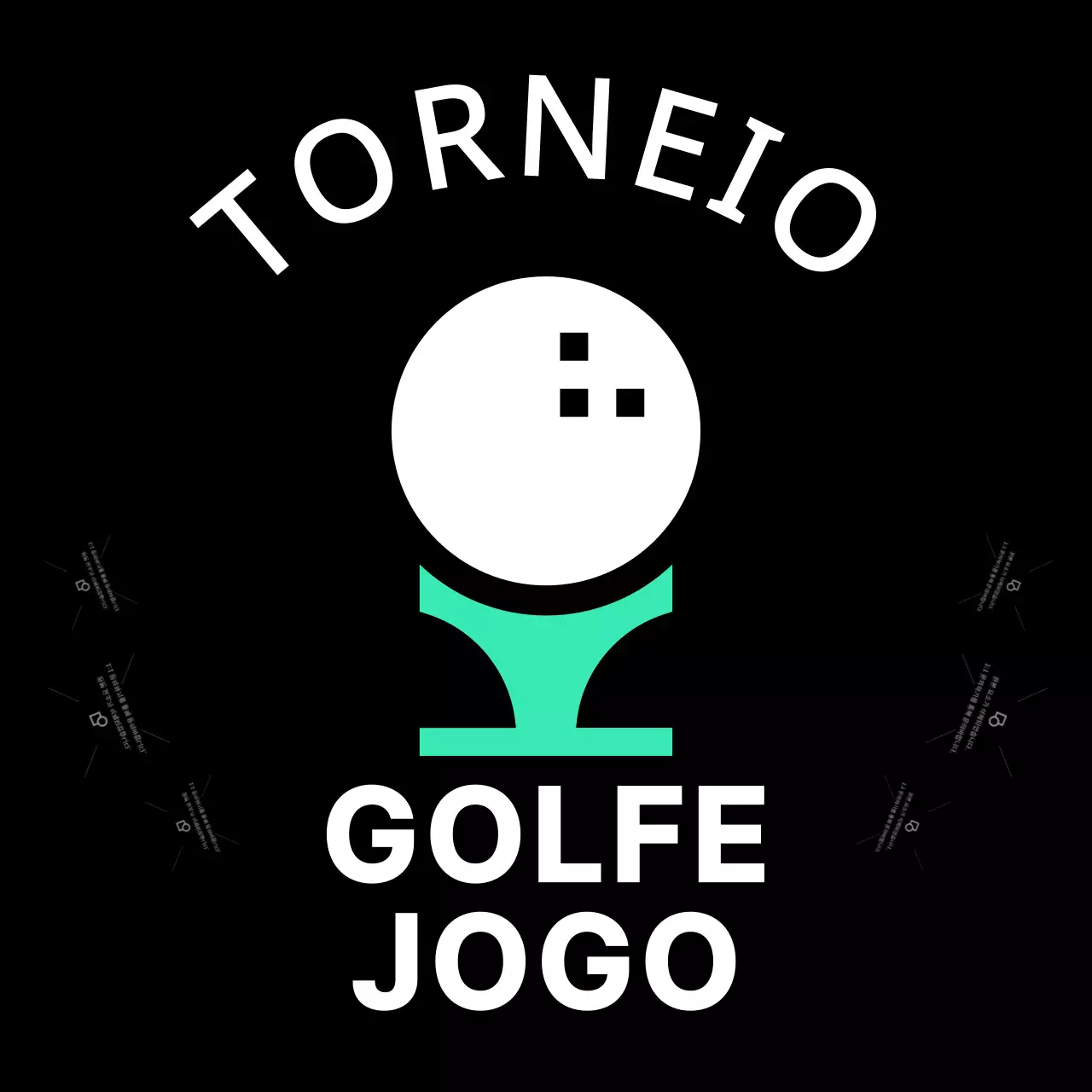 Marca de taco com ilustração de bola de golfe para fins promocionais