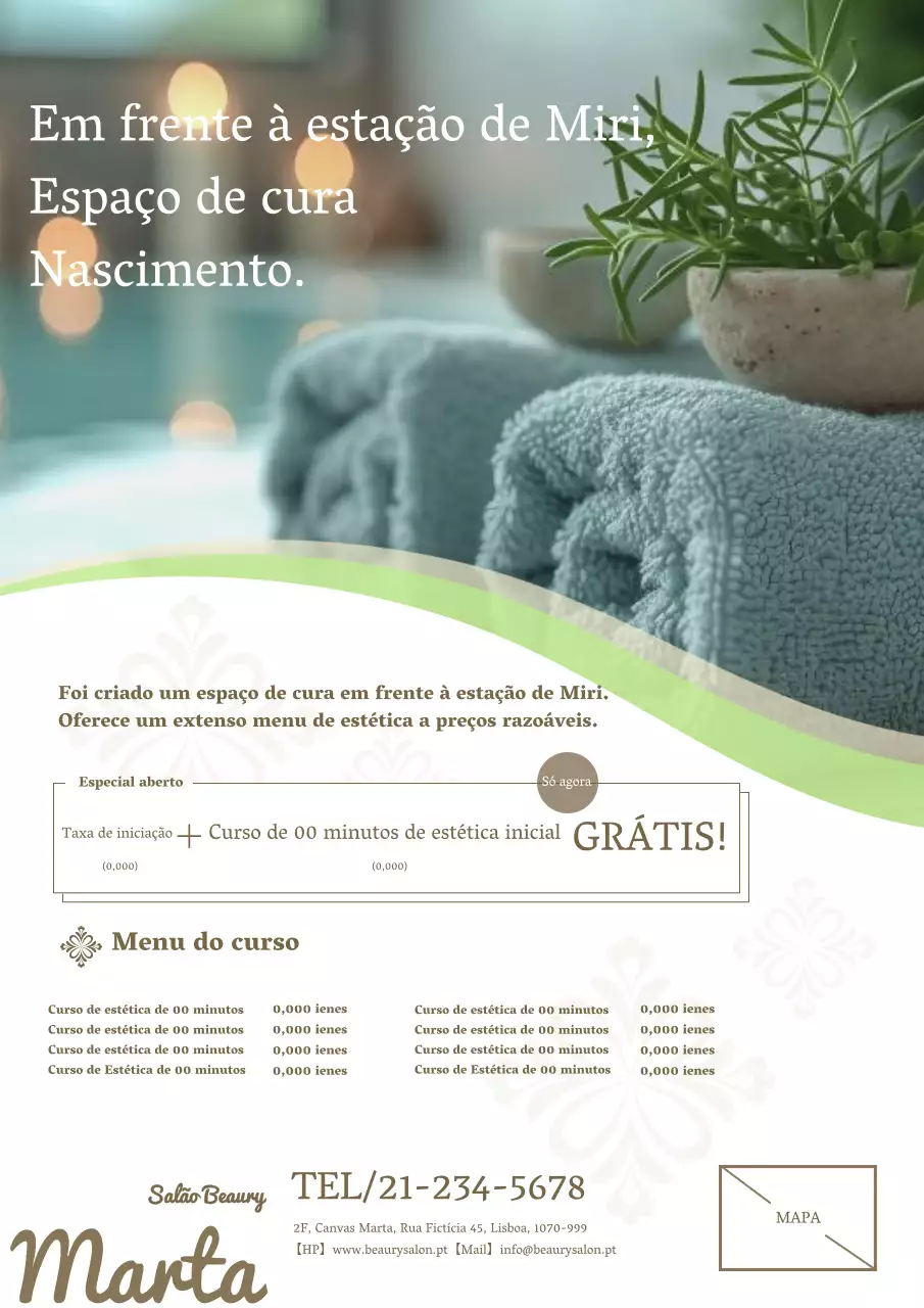 Anúncio estético elegante e moderno em verde e branco