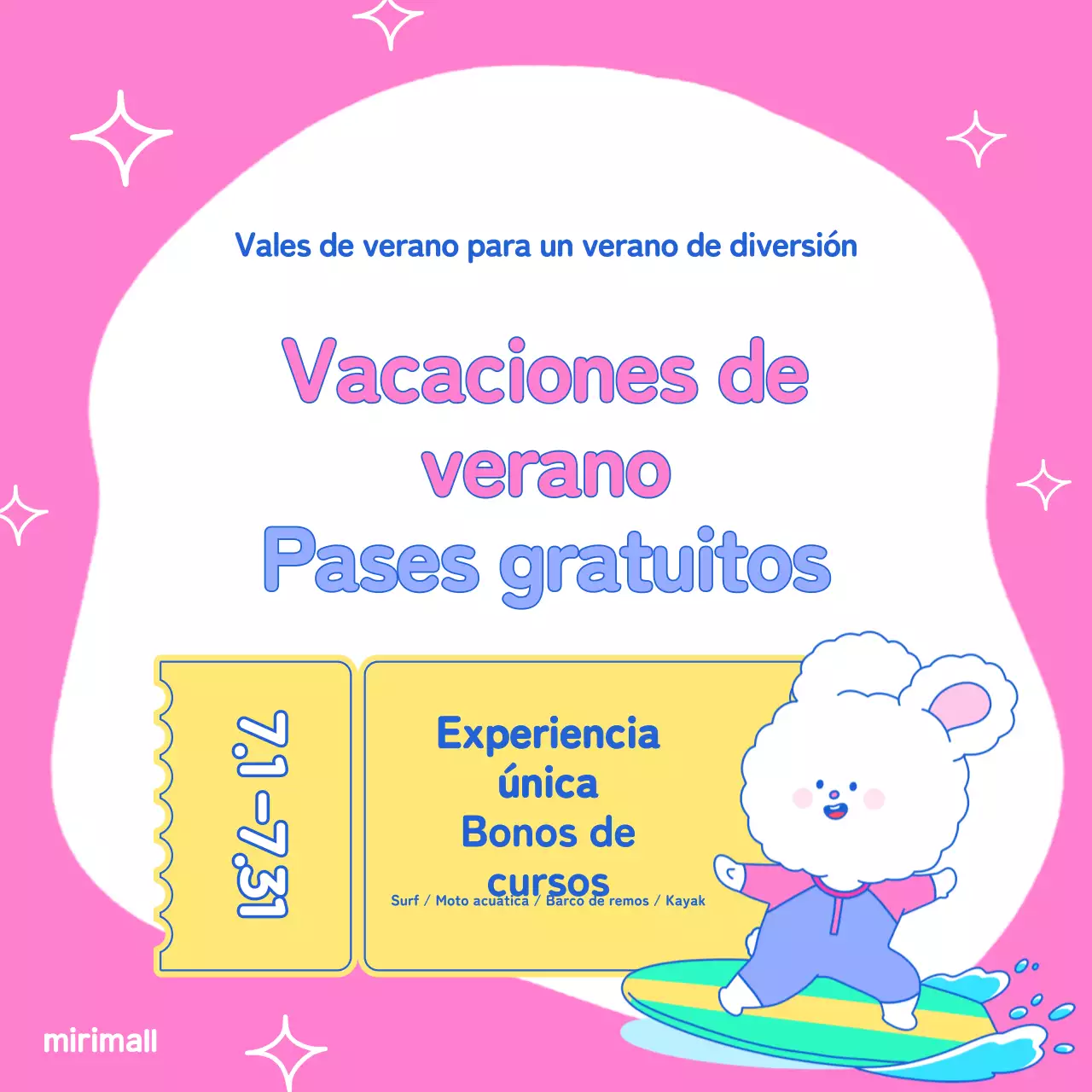 Anuncio pop-art de un evento veraniego en chartreuse y azul claro