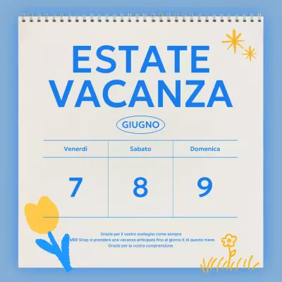 Annunci di vacanze estive in blu e azzurro di tendenza