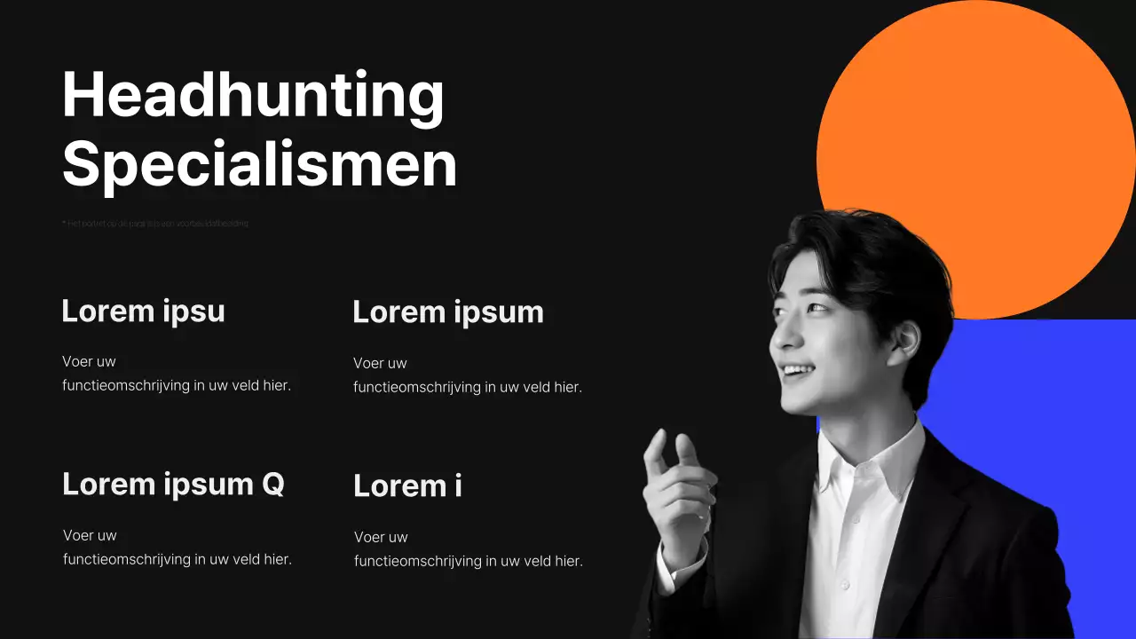 Modern voorstel voor headhunting service in zwart en blauw