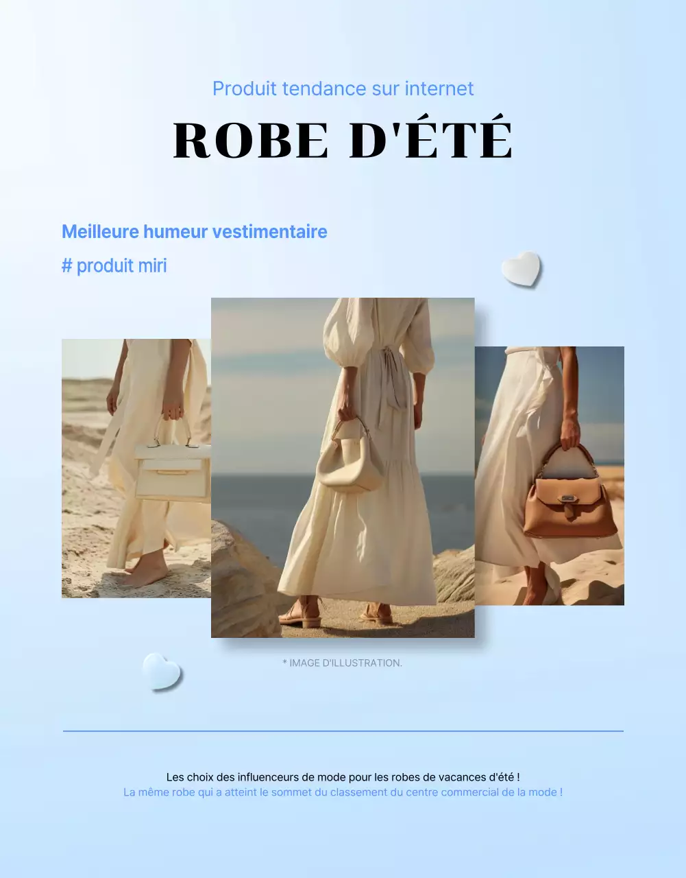 Robe d'été moderne avec publicité en bleu et bleu clair