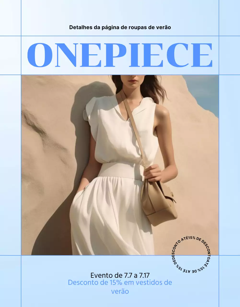 Vestido de verão moderno com publicidade em azul e azul claro