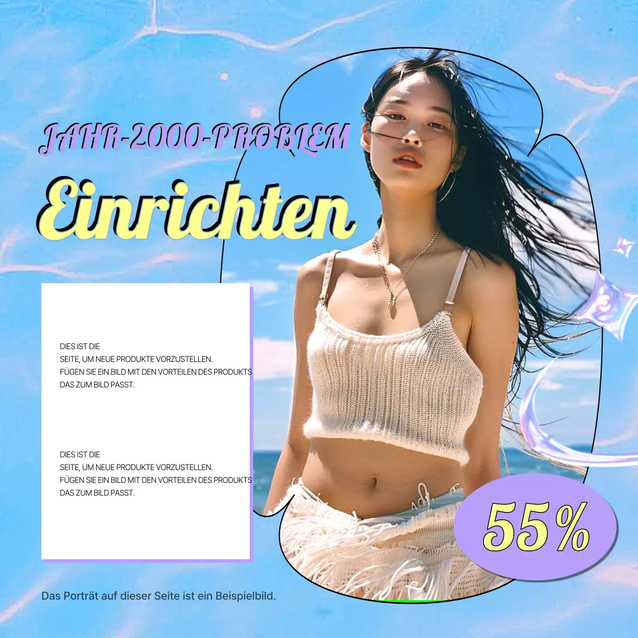 Kitschige Pfosten mit Y2K-Branding in Hellblau