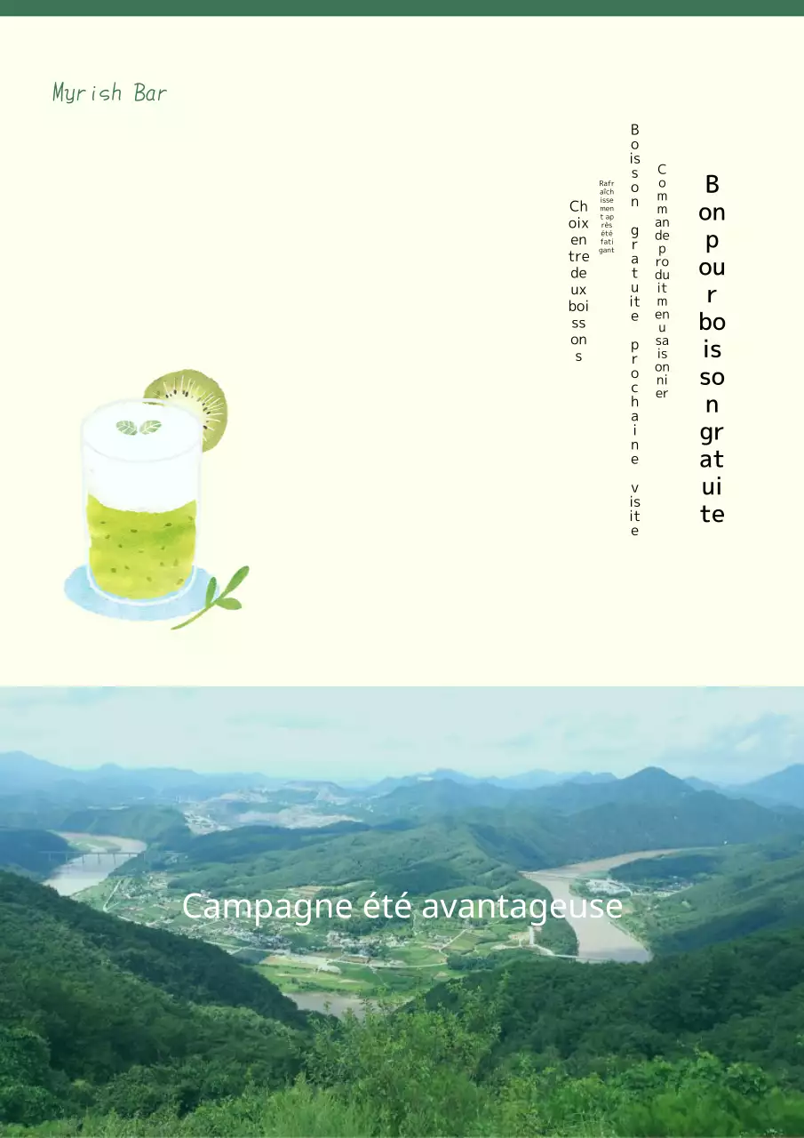 Promouvoir un menu d'été minimaliste dans les verts et les jaunes-verts