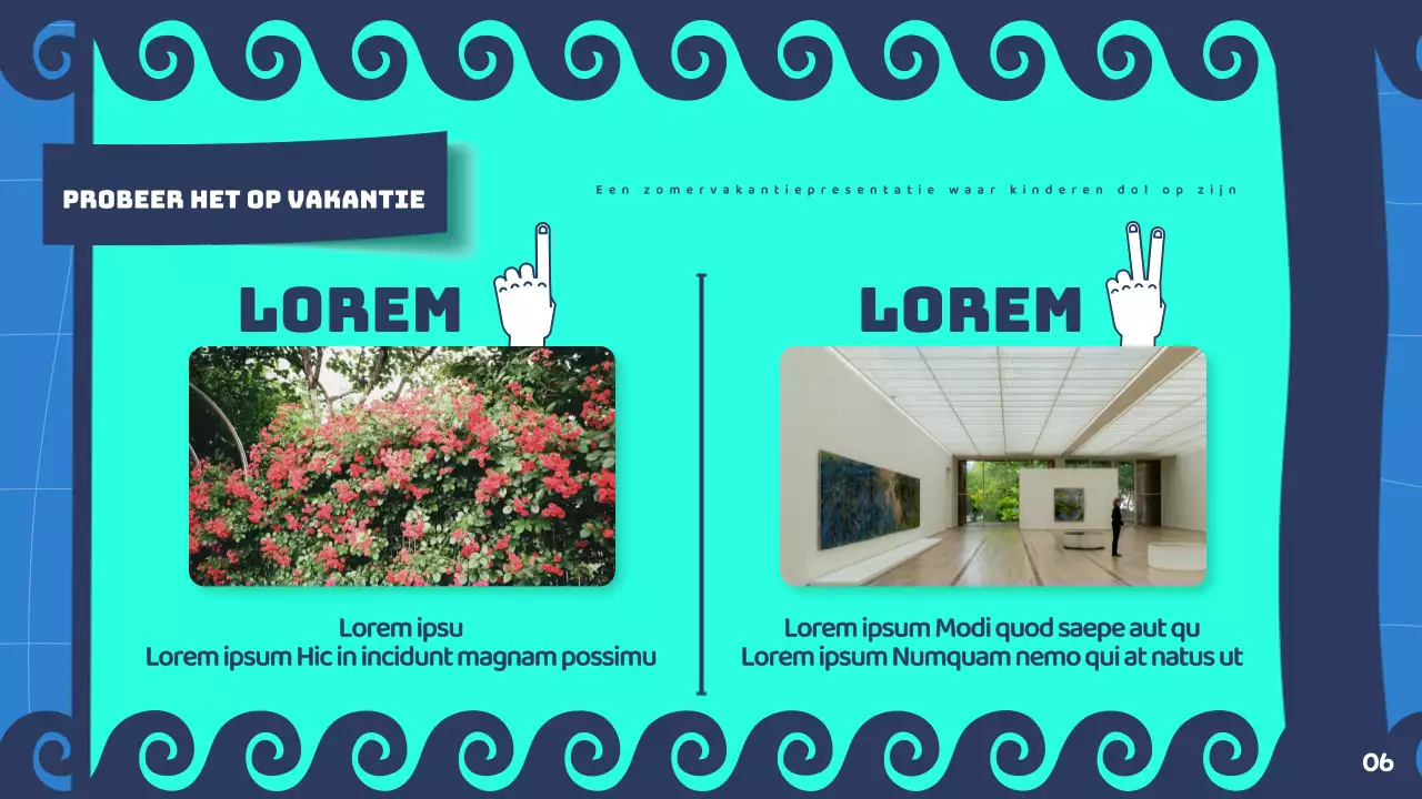 Presentatie voor zomervakantie in mint en marineblauw