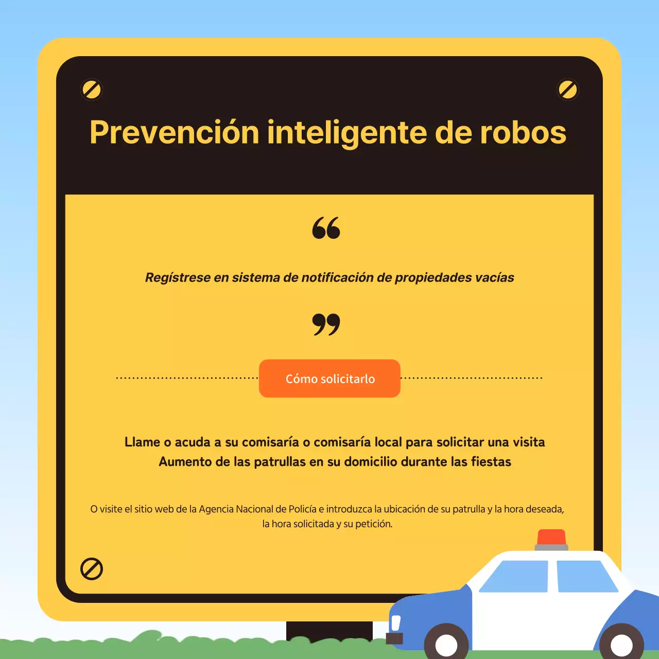 Consejos de seguridad para las vacaciones resaltados en marrón y amarillo