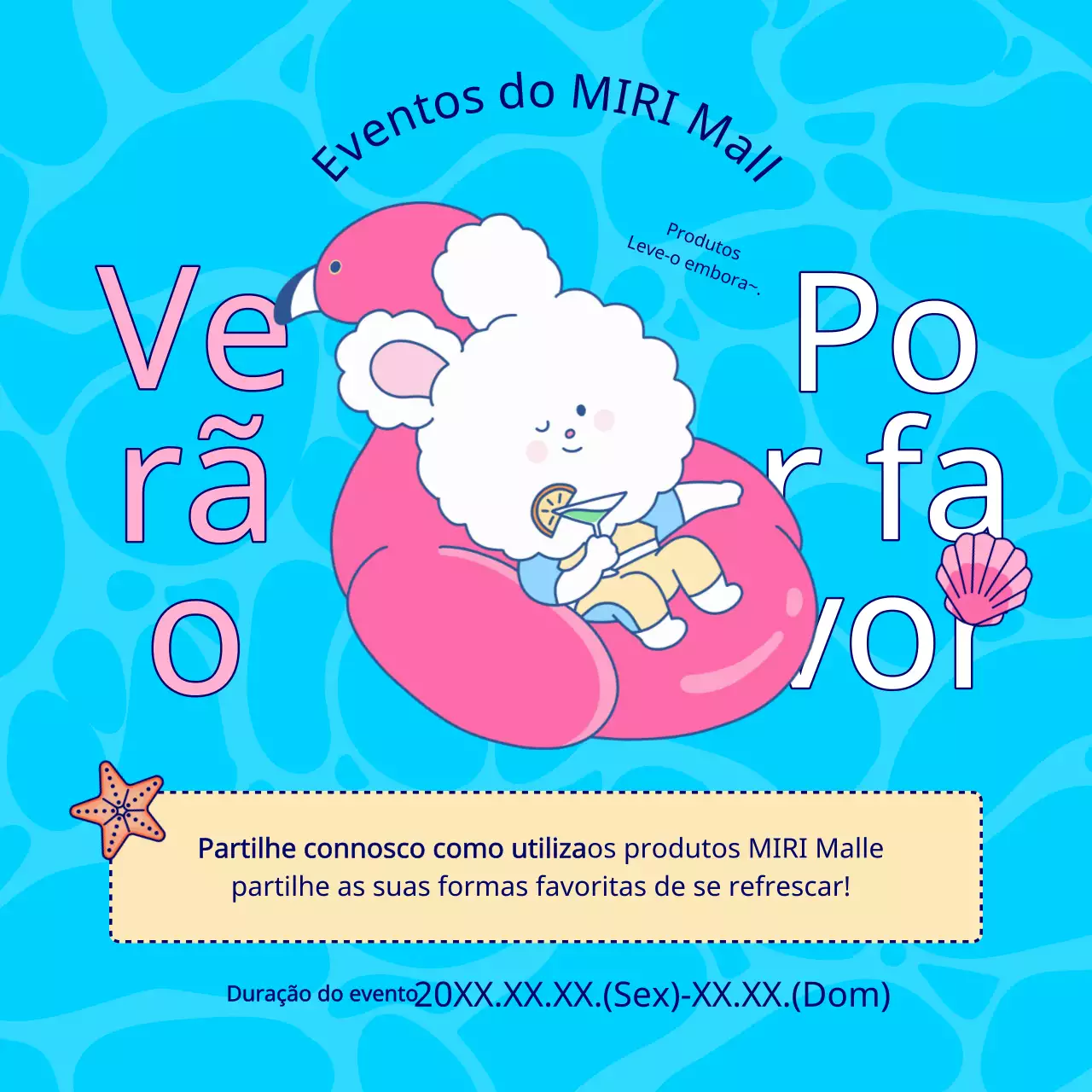 Promova o evento de verão do seu centro comercial em azul claro e cor-de-rosa