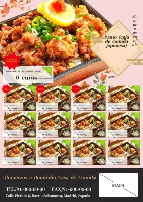 Bonito anuncio de entrega de fiambrera básica rosa y verde