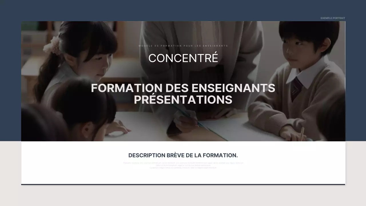 Rapport simple sur la formation des enseignants en bleu marine et beige