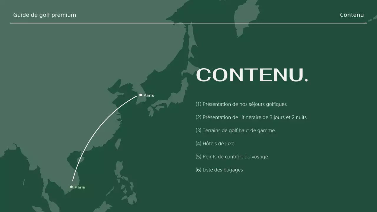 Un guide de voyage de golf moderne en kaki et ivoire