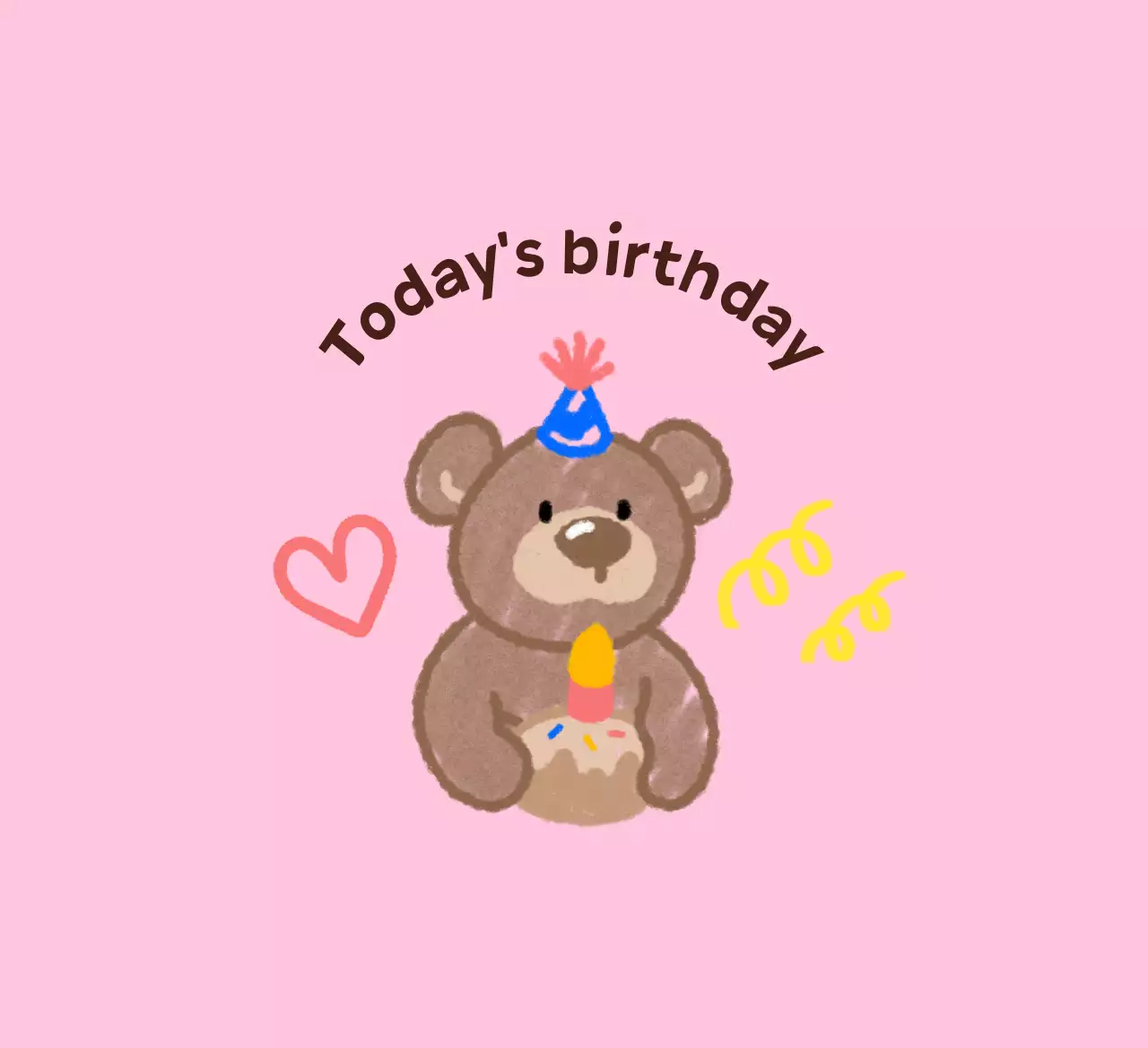 Happy Birthday with a cute character with a doodle look