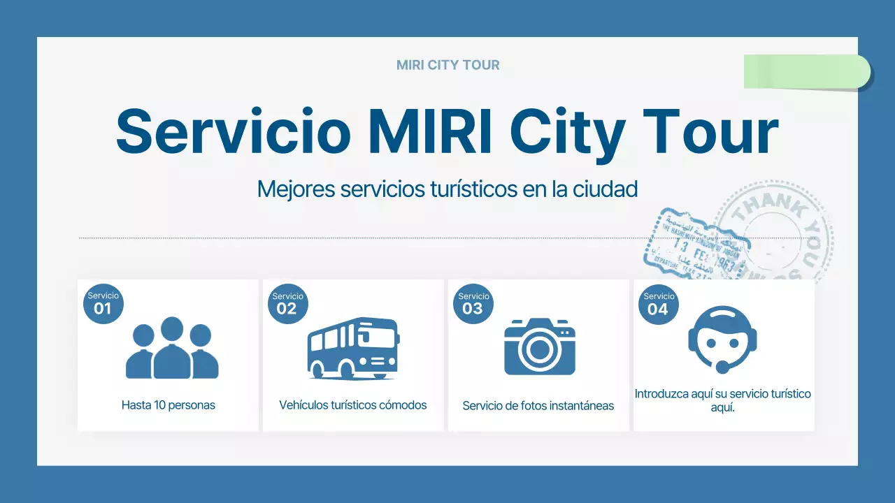 Una moderna guía turística de la ciudad en azul claro y azul marino