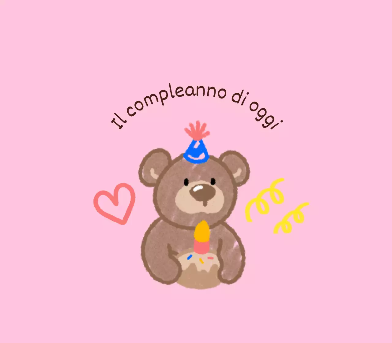 Buon compleanno con simpatici personaggi con un tocco di scarabocchio