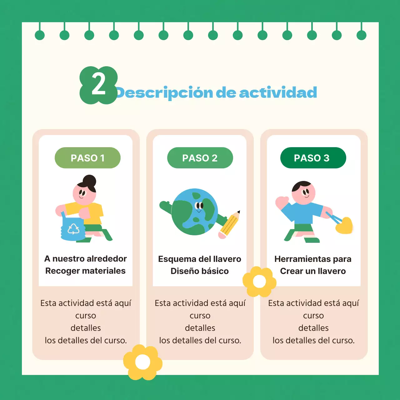 Guía de programas modernos de reciclaje en verde y azul claro