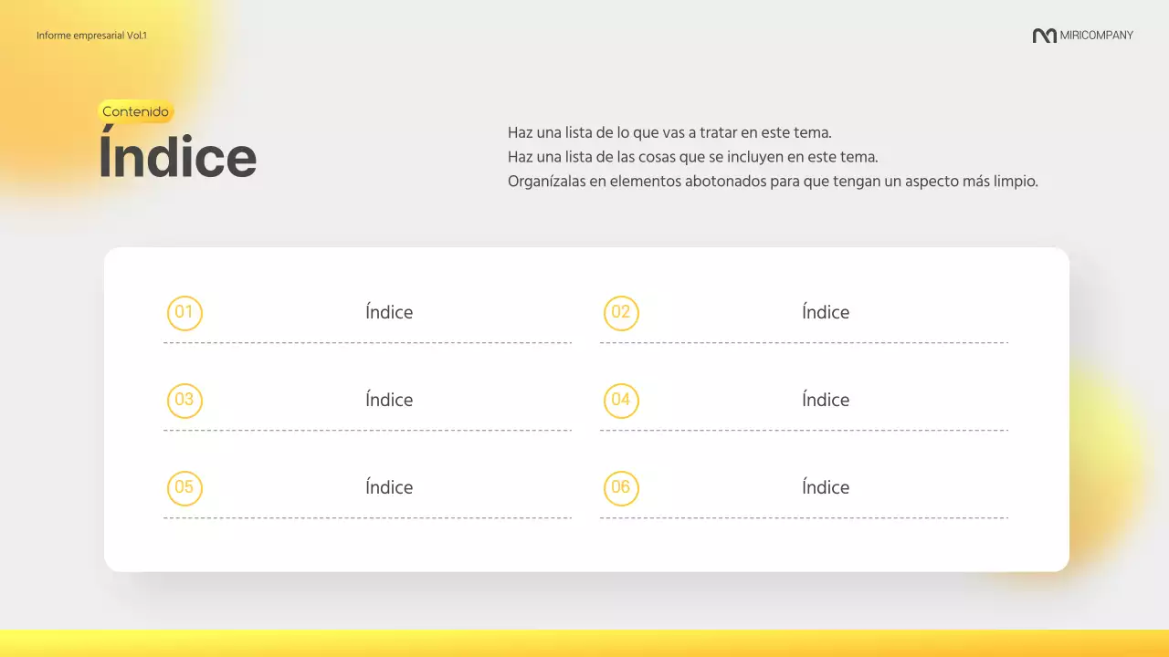 Un moderno informe corporativo en amarillo y gris