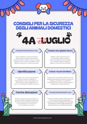 I consigli per la sicurezza degli animali domestici del 4 luglio spiegati in blu e rosso