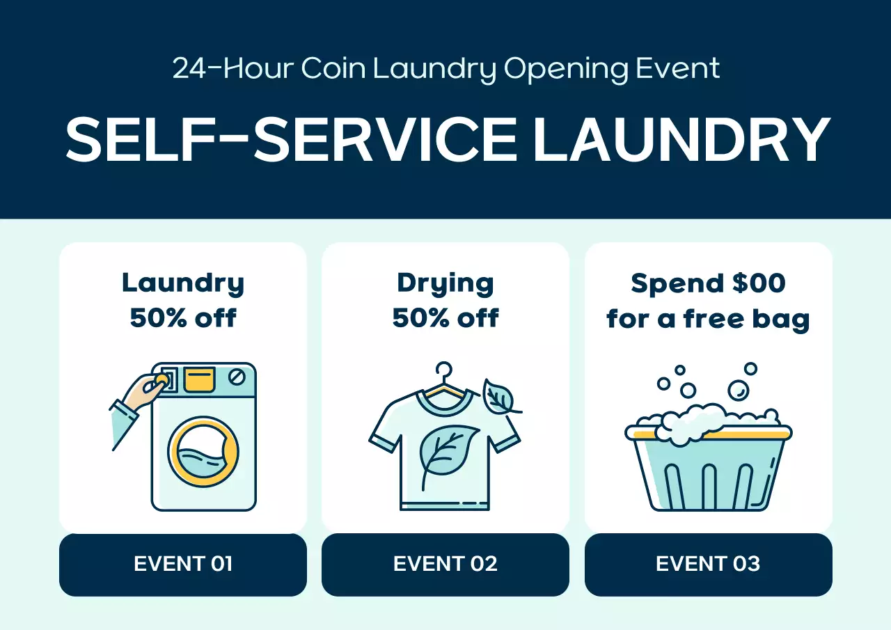 Blue Modern Laundry Promotion Poster