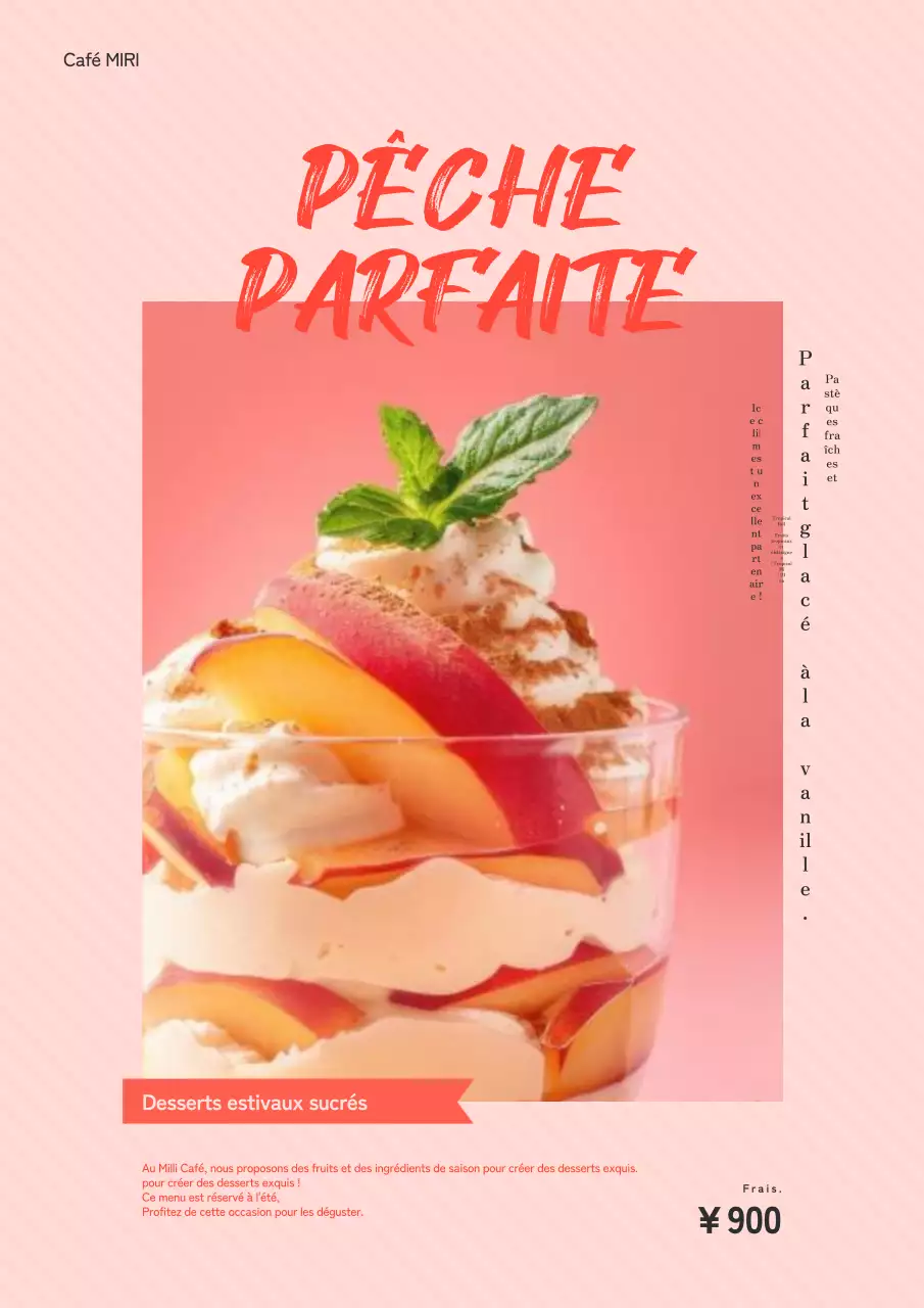 Desserts d'été kitsch rouges et roses Nouvelle publicité pour le menu.