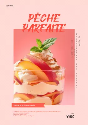 Desserts d'été kitsch rouges et roses Nouvelle publicité pour le menu.