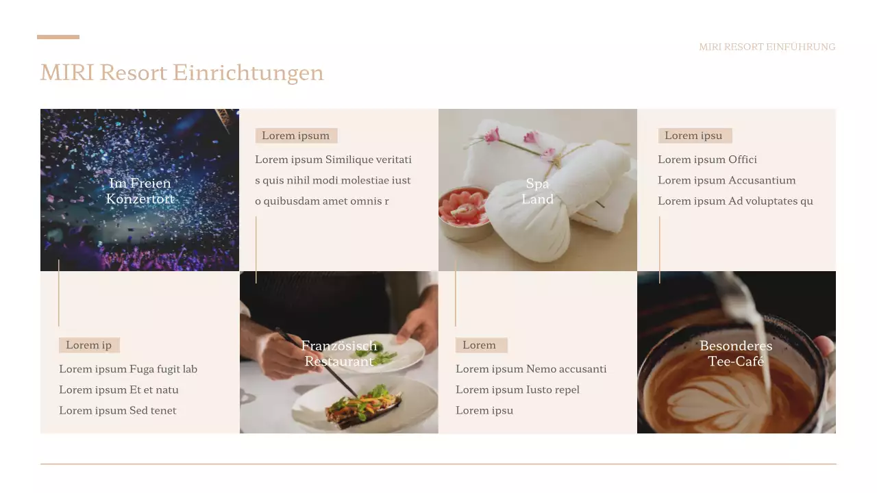 Ein einfacher brauner und weißer Resort-Prospekt