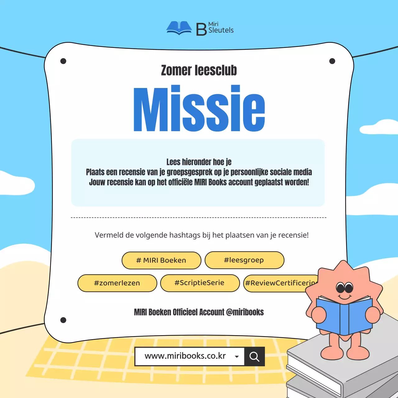 Promoot een gezellige zomerleesgroep in lichtblauw en beige