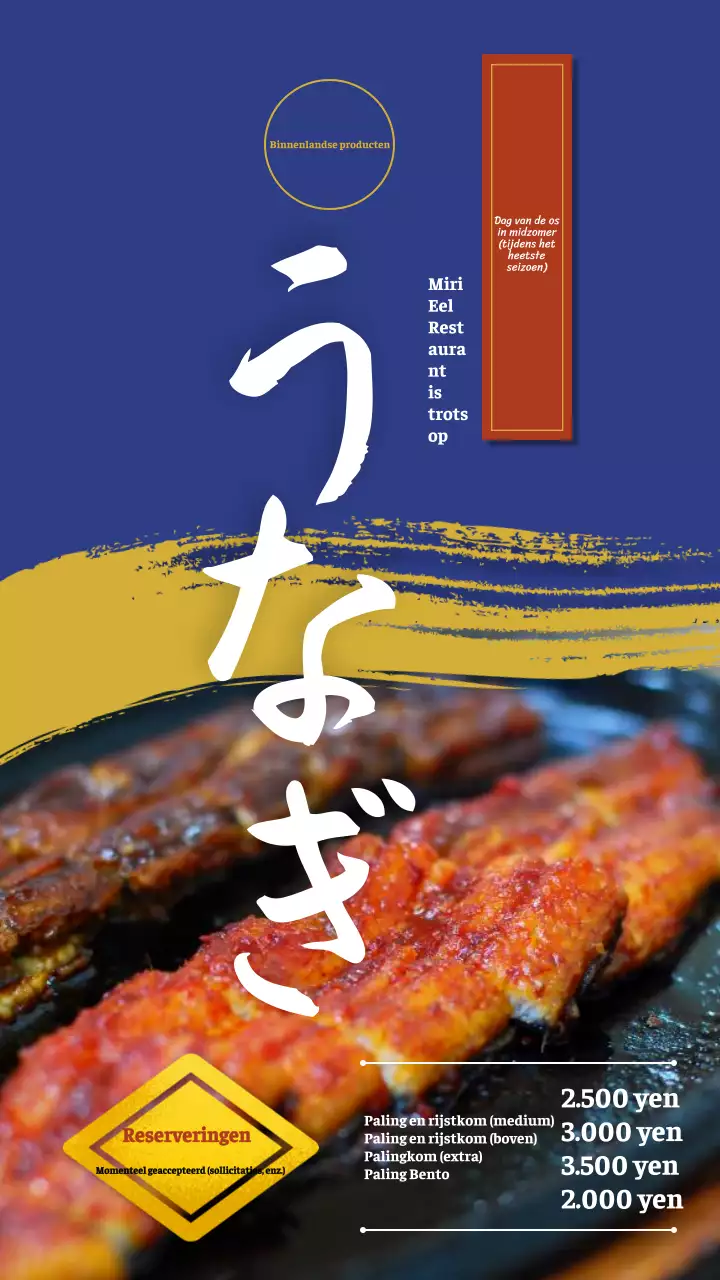 Marine en gouden high-end binnenlandse palingrestaurants promoten Ossen Dag