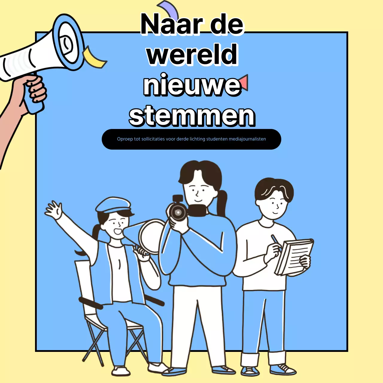 De werving van een geel en lichtblauw college journalistiek team bevorderen